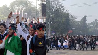দলে দলে শহীদ মিনারে বিপ্লবী ছাত্র-জনতা