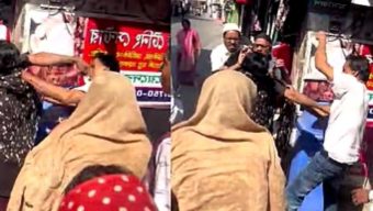 বরিশালের বাকেরগঞ্জে প্রকাশ্য সড়কে নারীকে বিএনপির নেতার মারধর