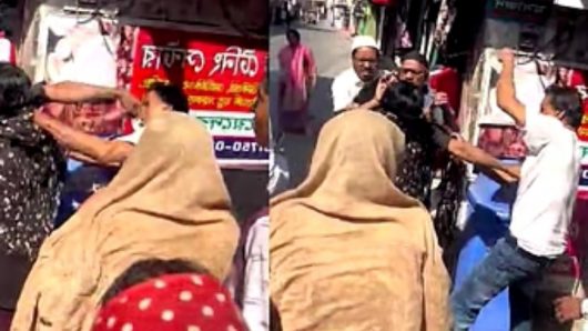 বরিশালের বাকেরগঞ্জে প্রকাশ্য সড়কে নারীকে বিএনপির নেতার মারধর