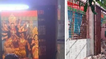 বরিশালে রাতের আঁধারে প্রাচীণ দুর্গা মন্দির ভাঙচুর করে জমি দখল